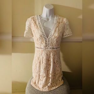 White cream lace cut out dress forever 21 small